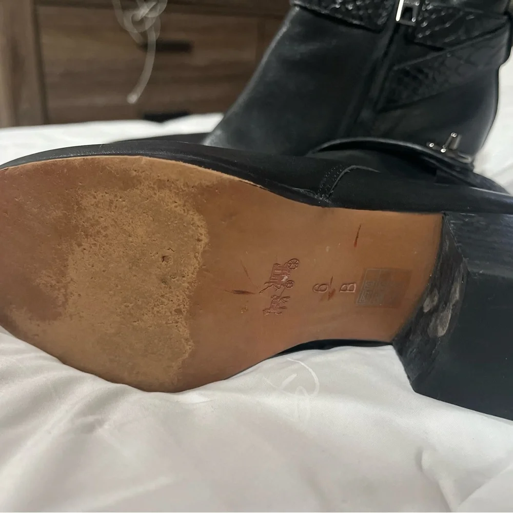 Coach Black Leather Ankle Boots - Picture 3 of 5